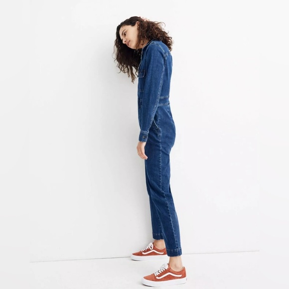 Madewell Denim Jumpsuit Womens Romper Straight Long Sleeve Stanwick Wash M Jean - Picture 15 of 15